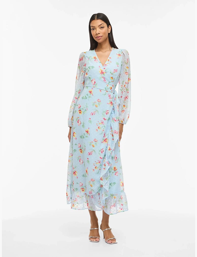 Vila - VIEDEE L/S ANKLE WRAP DRESS/DC/KA - vasarinės suknelės - nantucket breeze - 0