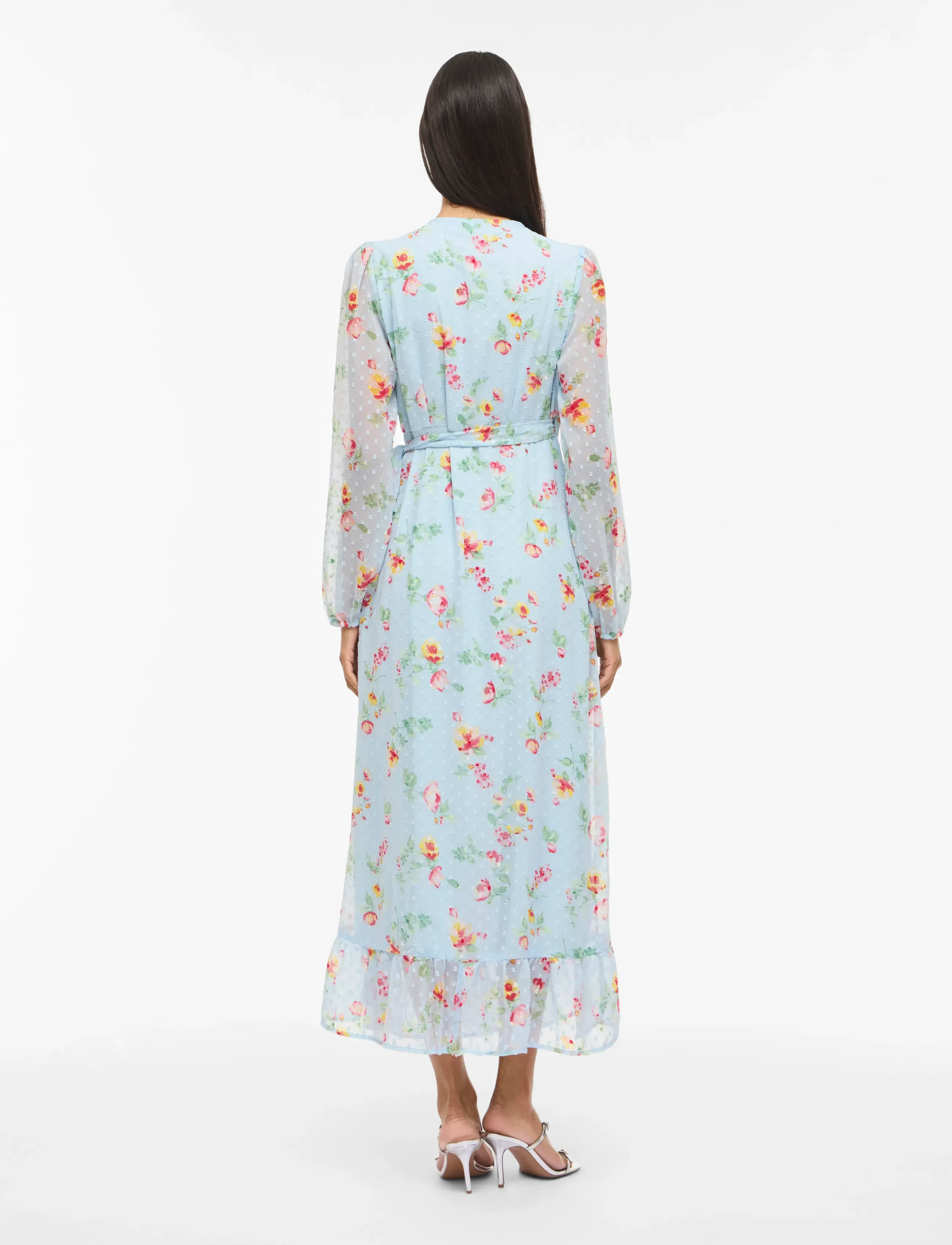 Vila - VIEDEE L/S ANKLE WRAP DRESS/DC/KA - sukienki letnie - nantucket breeze - 3