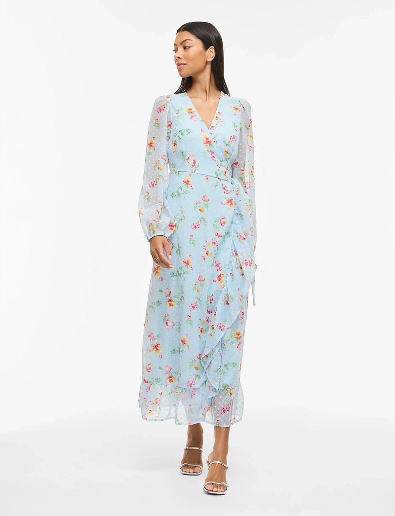 Vila - VIEDEE L/S ANKLE WRAP DRESS/DC/KA - vasarinės suknelės - nantucket breeze - 4