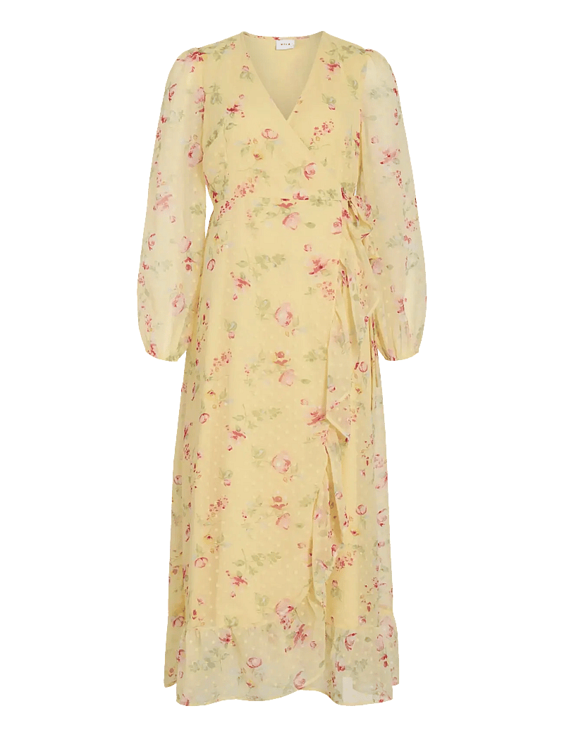 Vila - VIEDEE L/S ANKLE WRAP DRESS/DC/KA - sommerkleider - pastel yellow - 1
