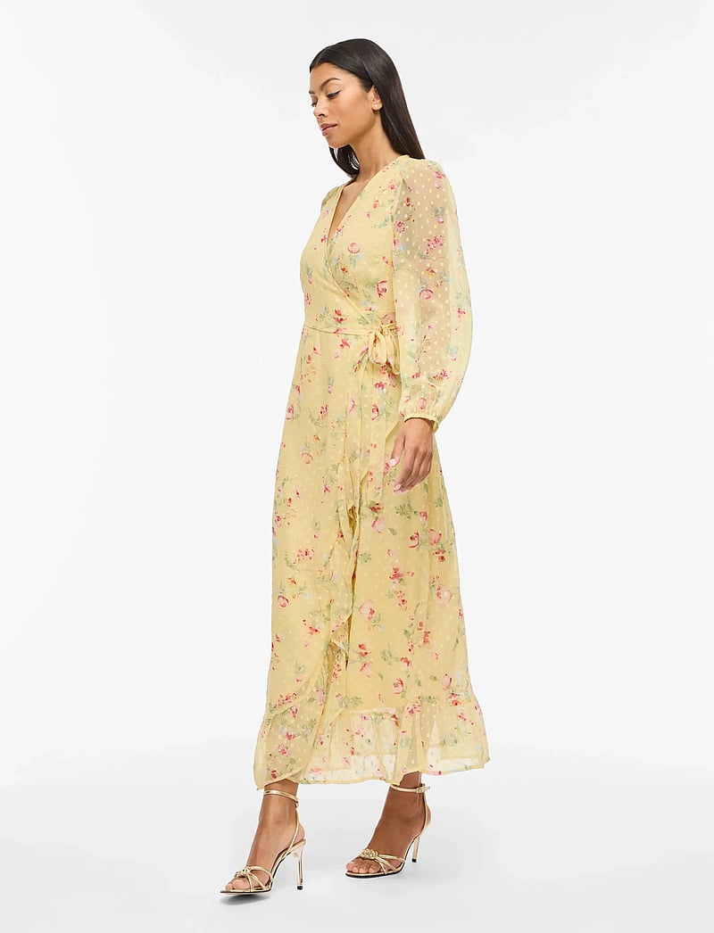 Vila - VIEDEE L/S ANKLE WRAP DRESS/DC/KA - sommerkleider - pastel yellow - 4