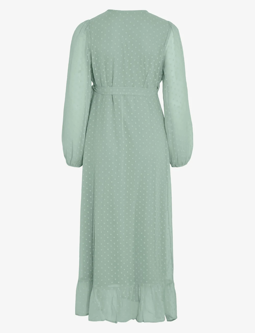 Vila - VIEDEE L/S ANKLE WRAP DRESS - wikkeljurken - silt green - 2