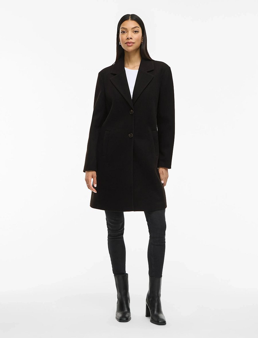 Vila - VICLAUDIA BUTTON COAT - NOOS - winterjacken - black beauty - 0