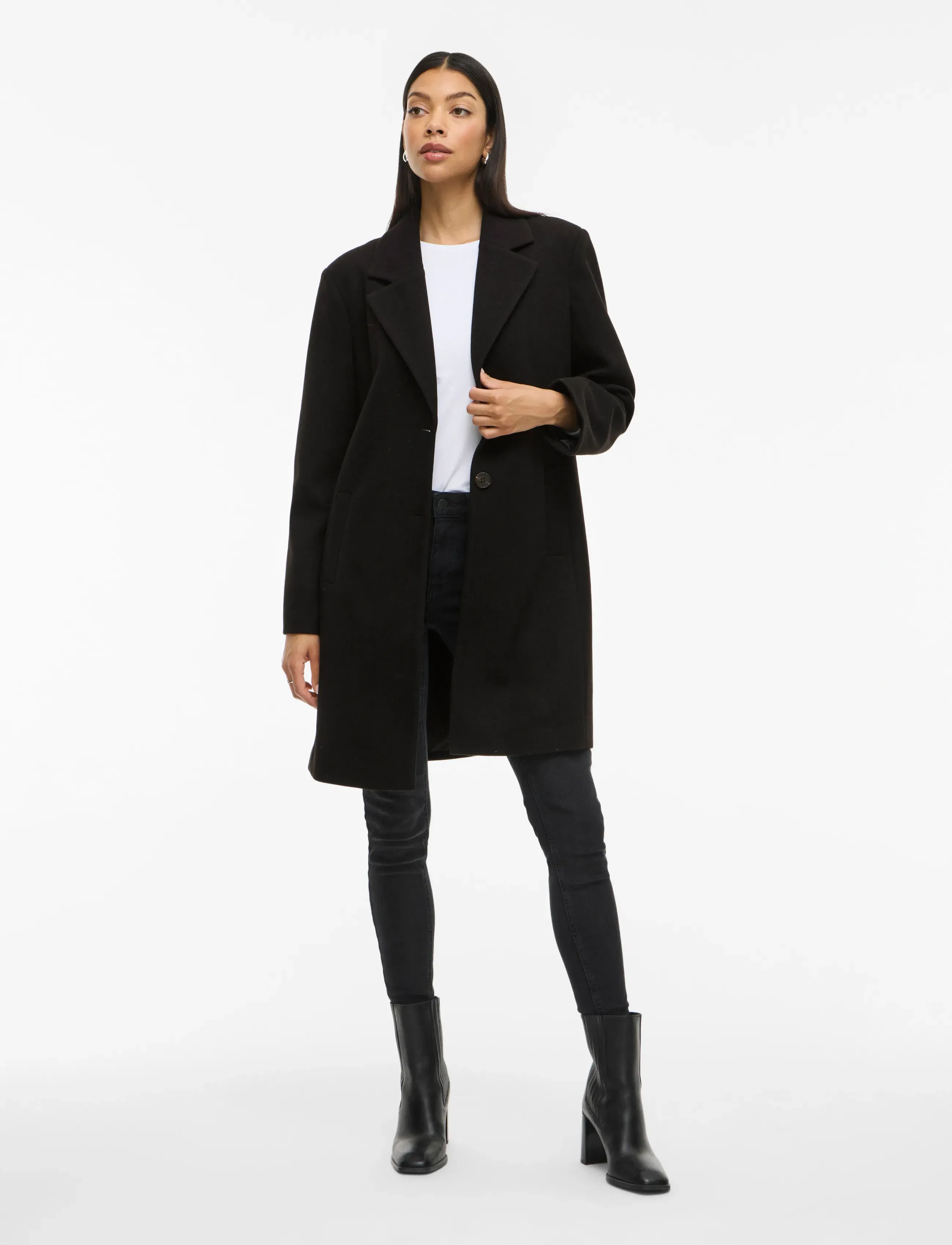 Vila - VICLAUDIA BUTTON COAT - NOOS - black beauty - 4