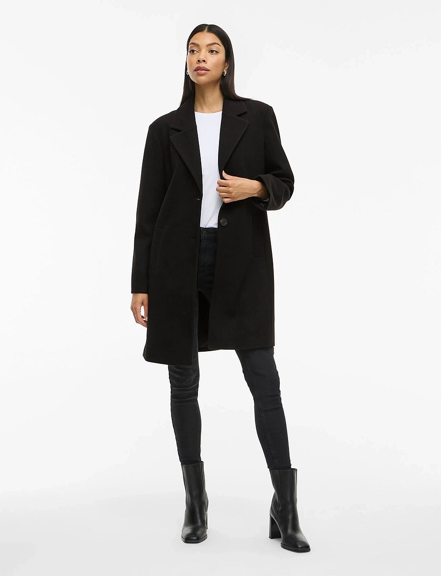 Vila - VICLAUDIA BUTTON COAT - NOOS - winterjacken - black beauty - 4