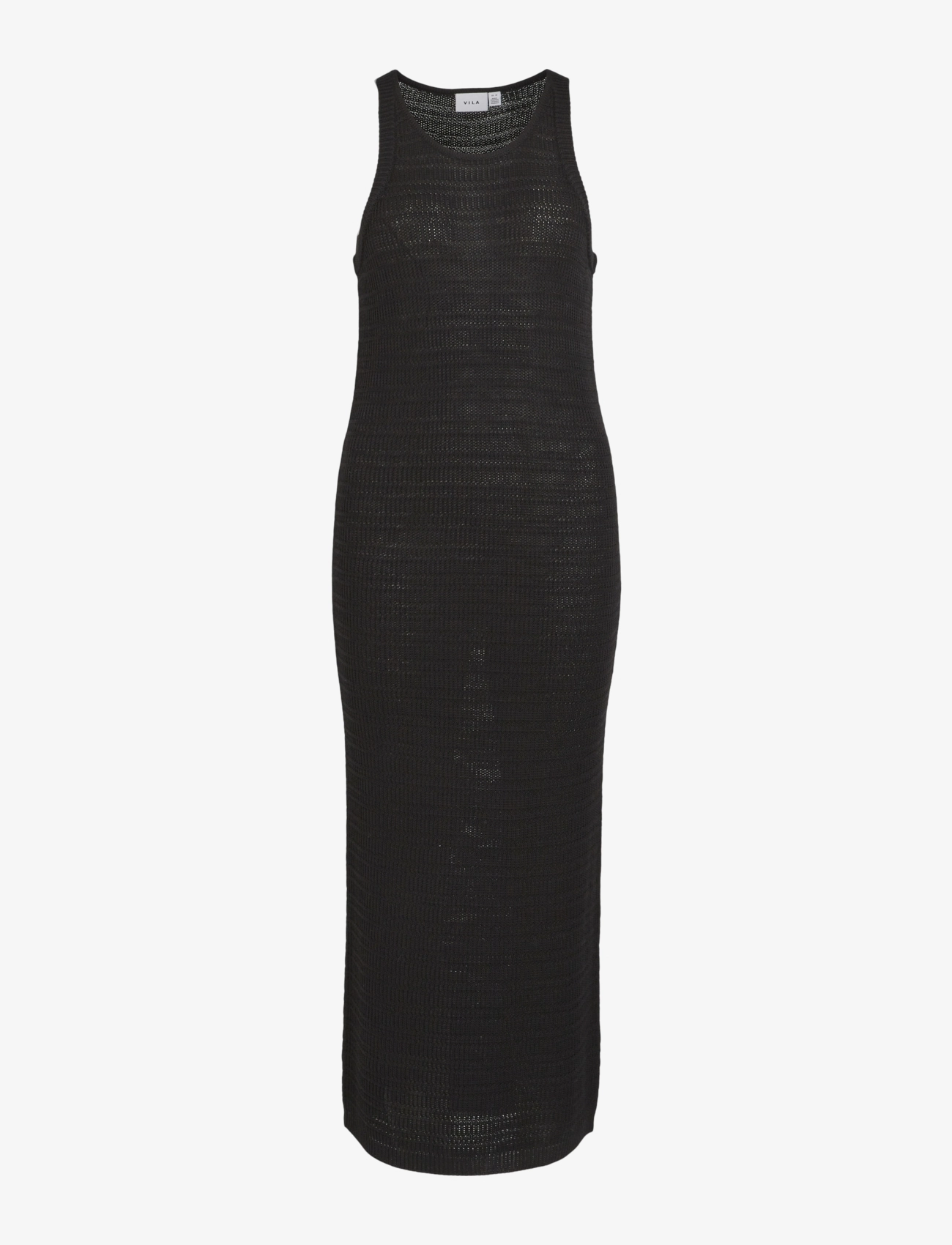 Vila VIMARGOT OPEN O-NECK S/L KNIT DRESS/R - Midi kjoler - BLACK BEAUTY / black