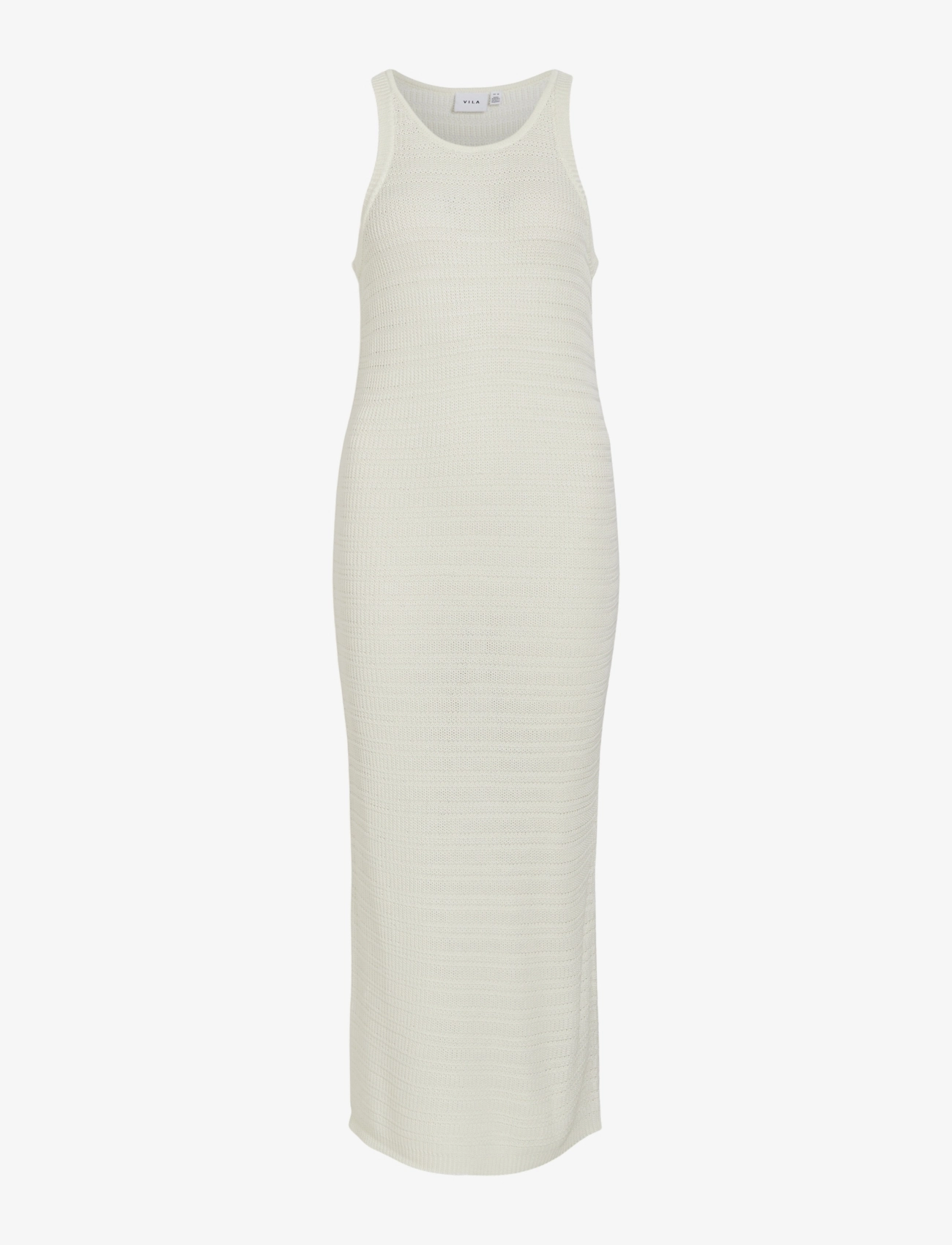 Vila VIMARGOT OPEN O-NECK S/L KNIT DRESS/R - Midi kjoler - EGRET / white