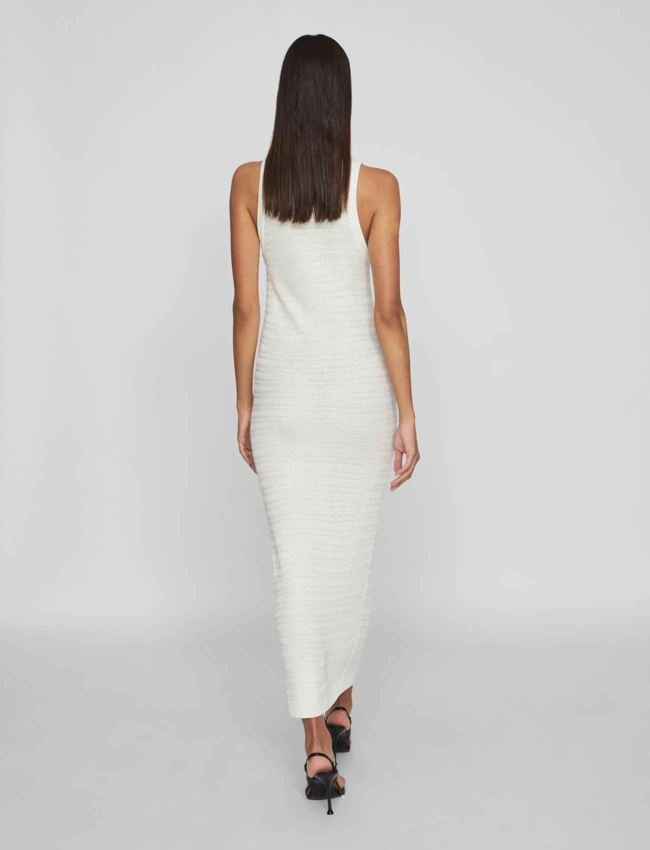 Vila - VIMARGOT OPEN O-NECK S/L KNIT DRESS/R - laveste priser - egret - 3