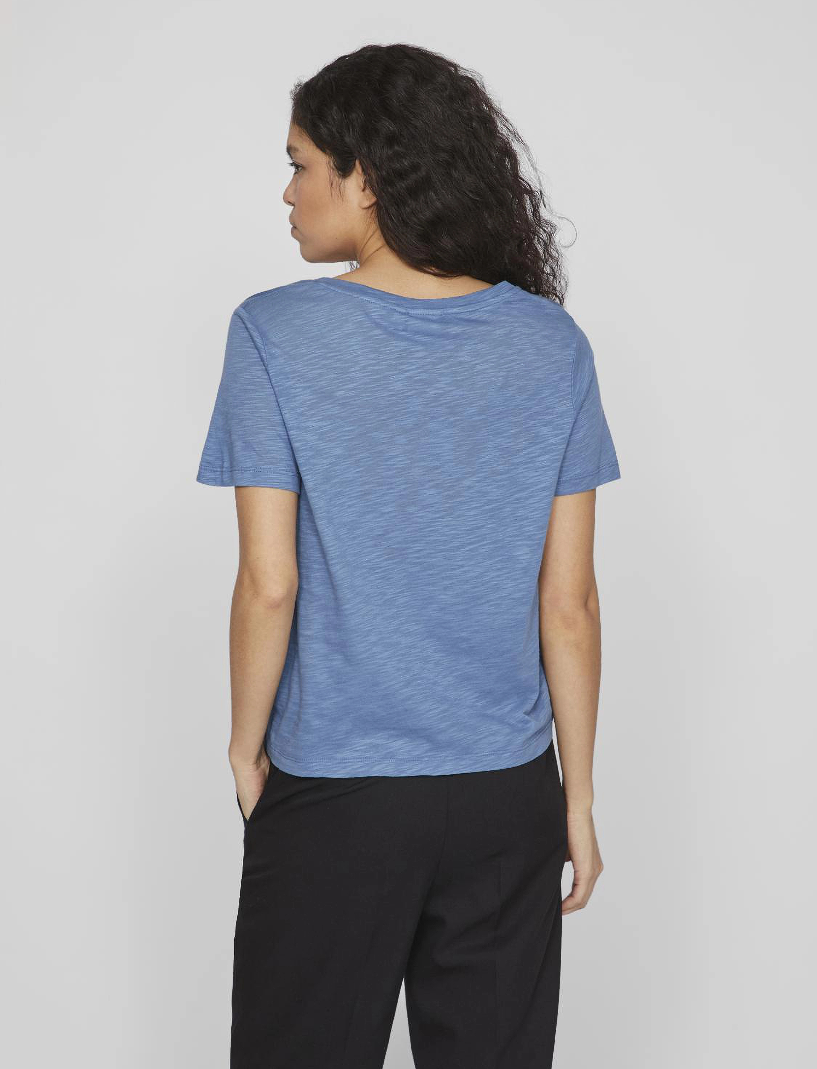 Vila - VINOVA V-NECK S/S TOP-NOOS - coronet blue - 3