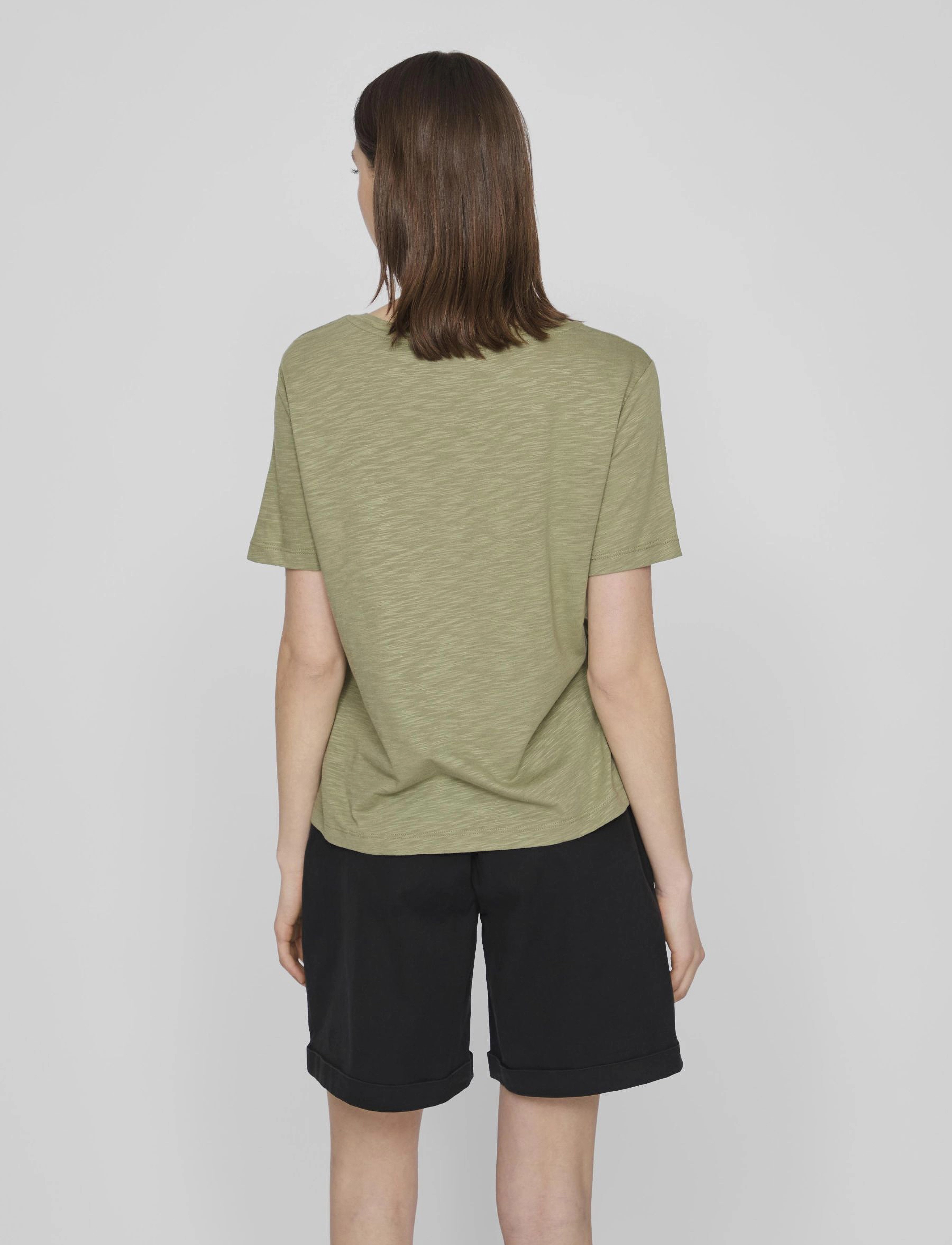 Vila - VINOVA V-NECK S/S TOP-NOOS - oil green - 5