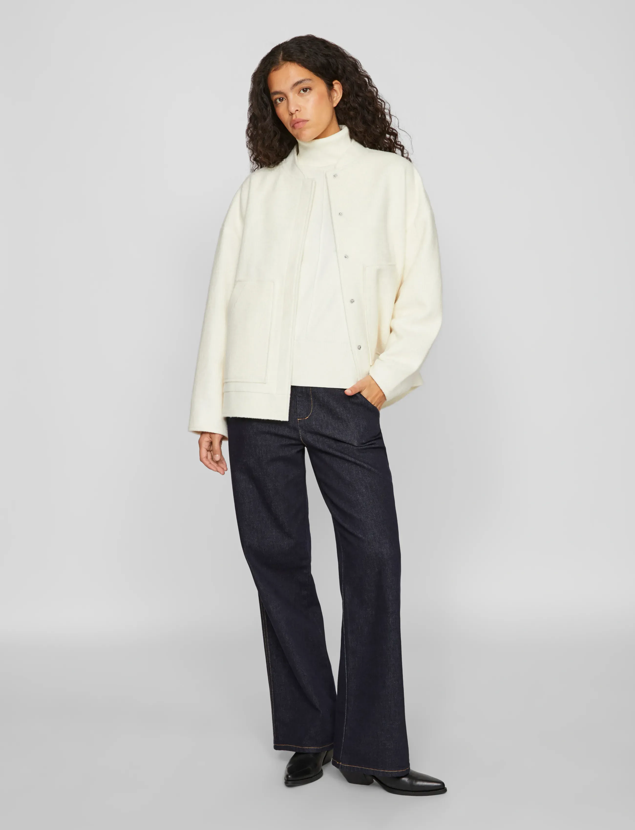 Vila - VICECILIE WOOL BOMBER JACKET - winterjacken - birch - 4