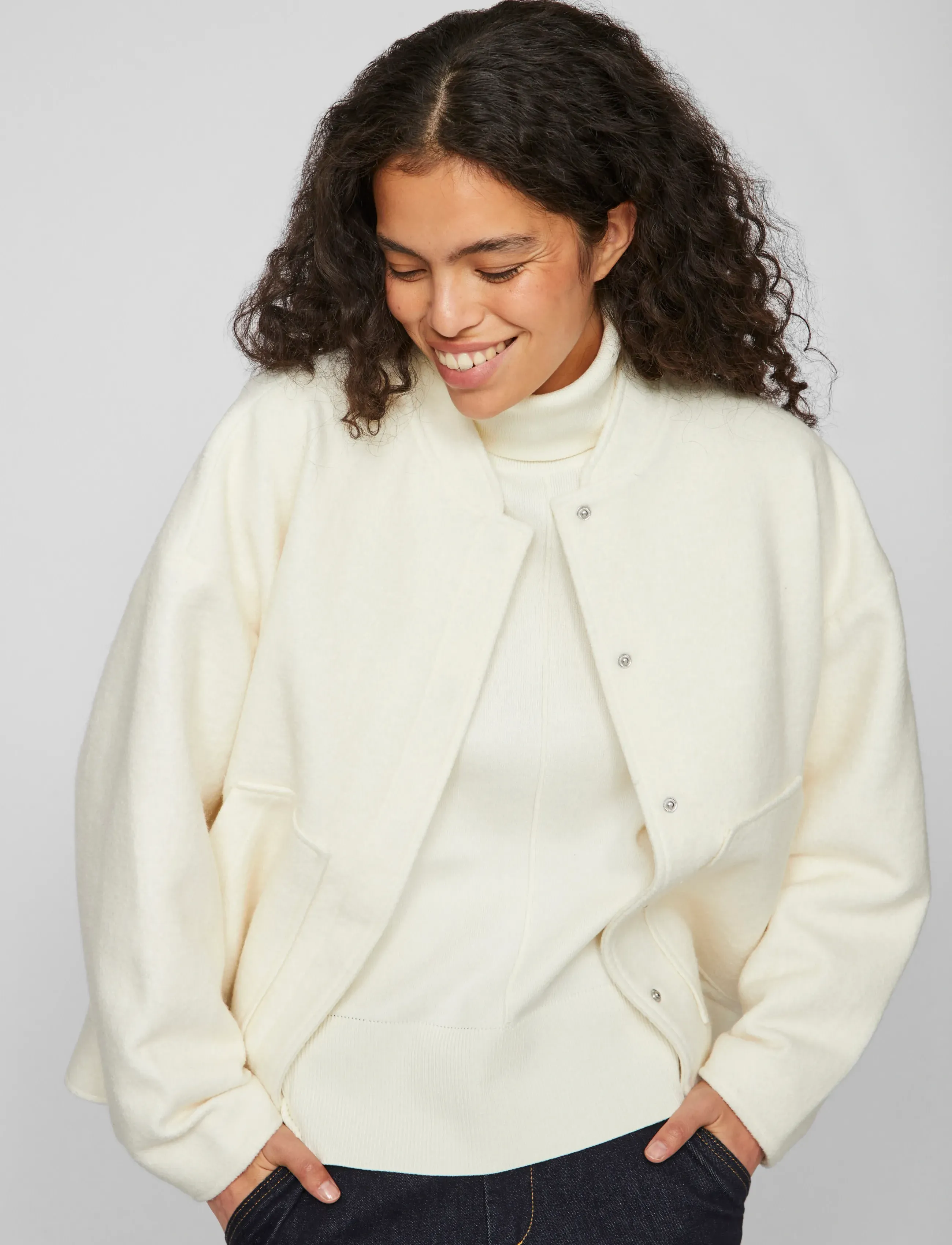 Vila - VICECILIE WOOL BOMBER JACKET - winterjacken - birch - 5