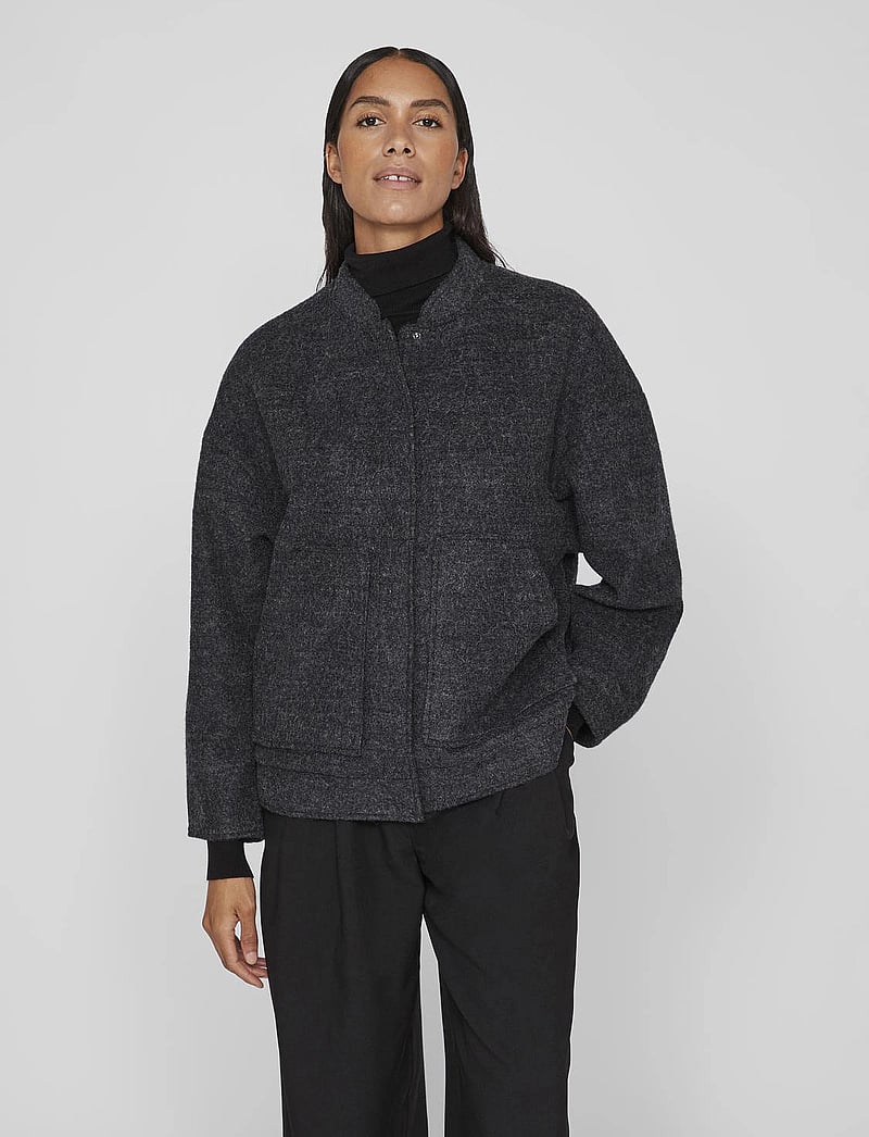Vila - VICECILIE WOOL BOMBER JACKET - wolljacken - dark grey melange - 0