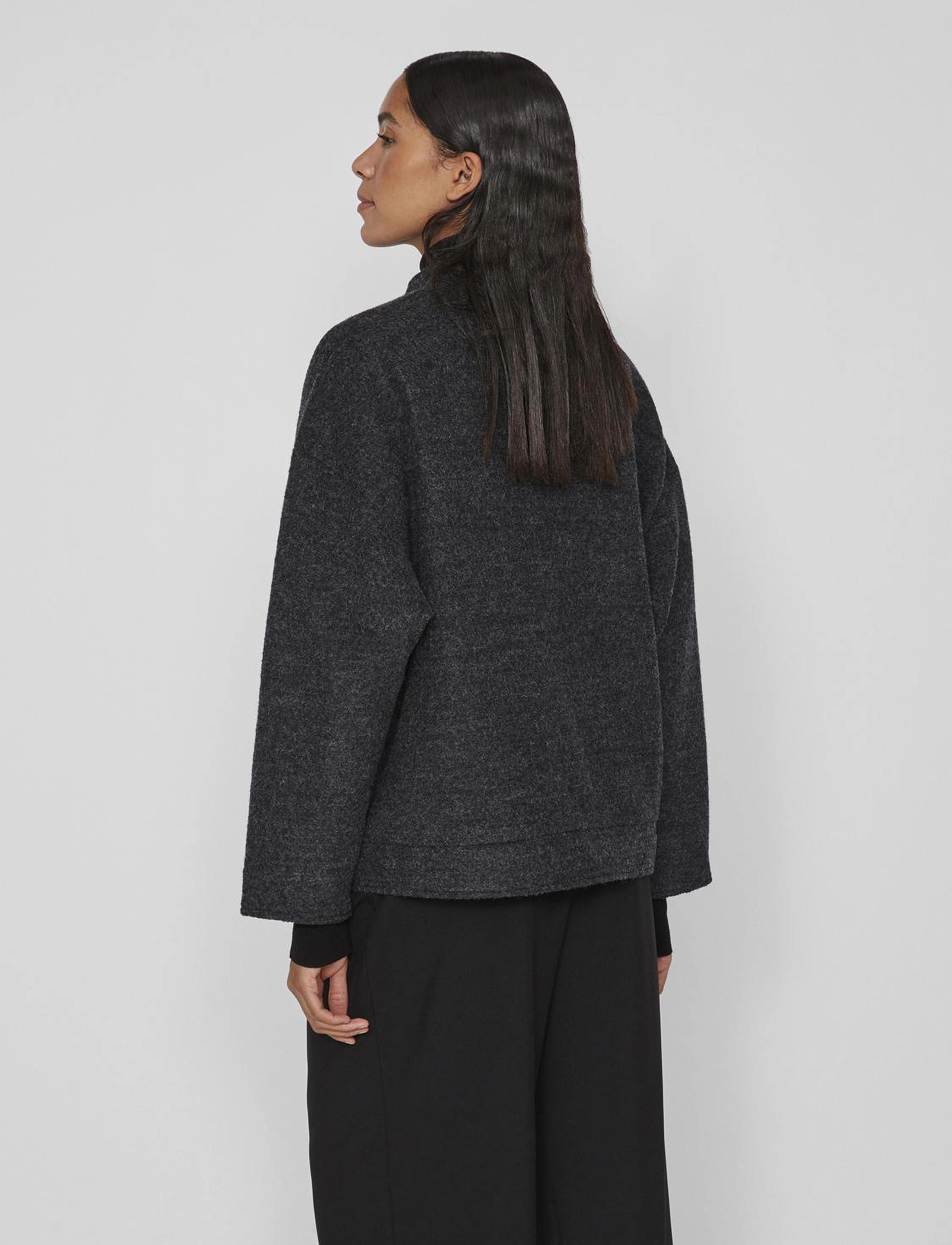 Vila - VICECILIE WOOL BOMBER JACKET - winterjacken - dark grey melange - 3