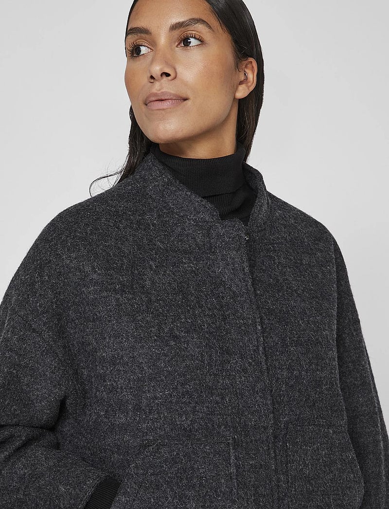 Vila - VICECILIE WOOL BOMBER JACKET - wolljacken - dark grey melange - 4