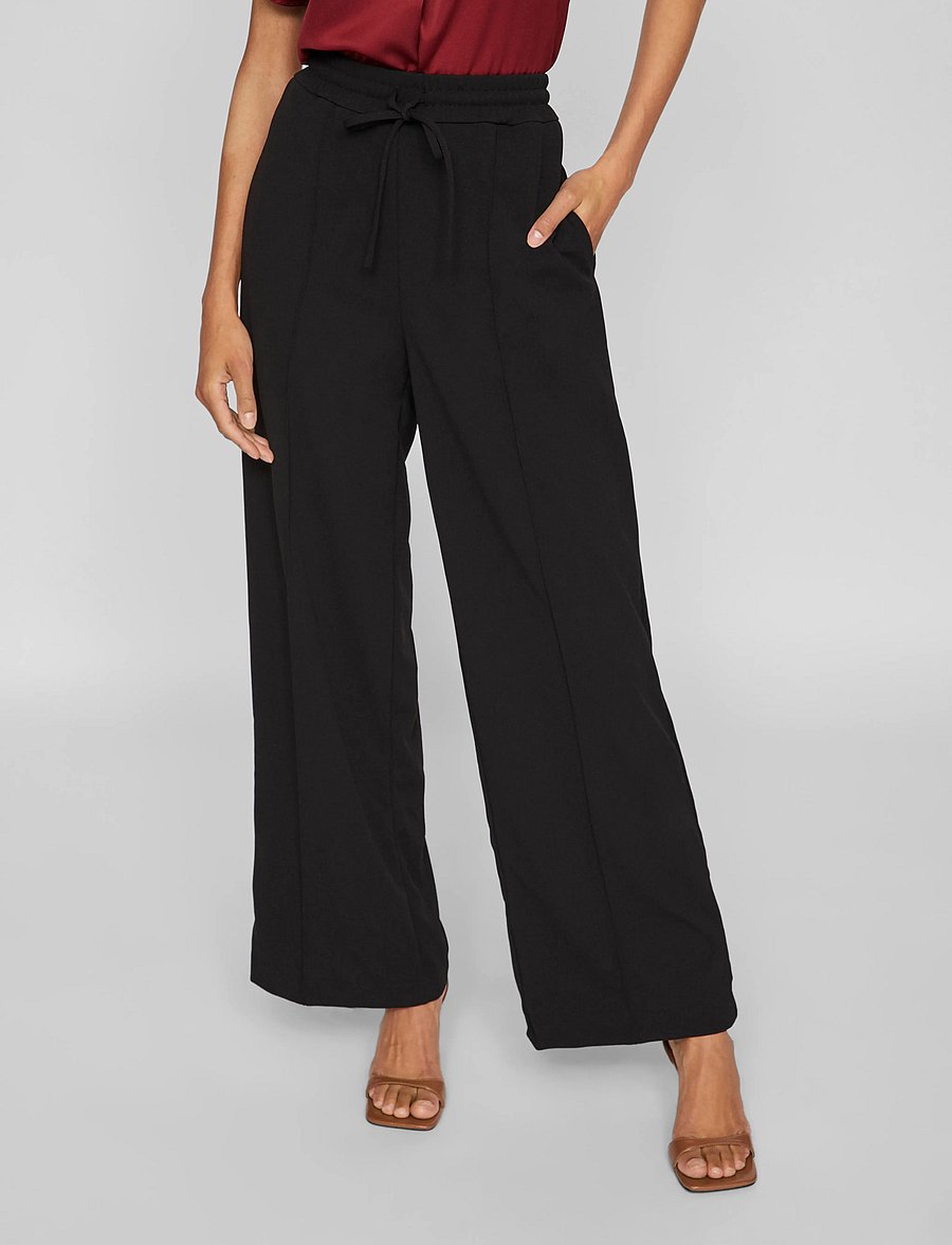 Vila - VICLUA HW WIDE PANTS-NOOS - vida byxor - black beauty - 0