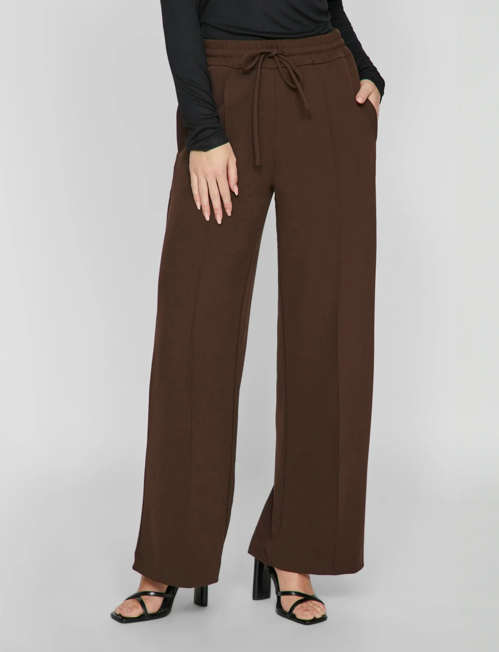 Vila - VICLUA HW WIDE PANTS-NOOS - tiesaus kirpimo kelnės - coffee bean - 0