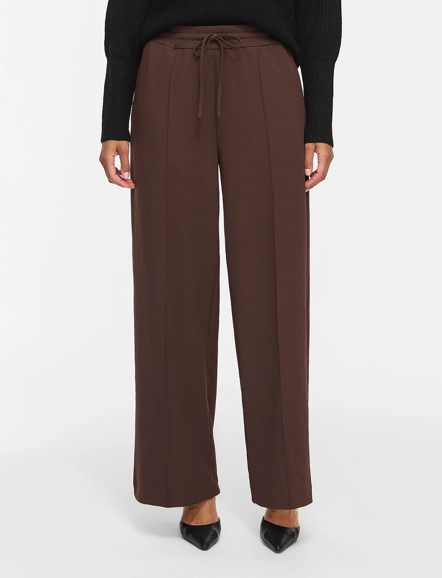 Vila - VICLUA HW WIDE PANTS-NOOS - bukser med brede ben - coffee bean - 0