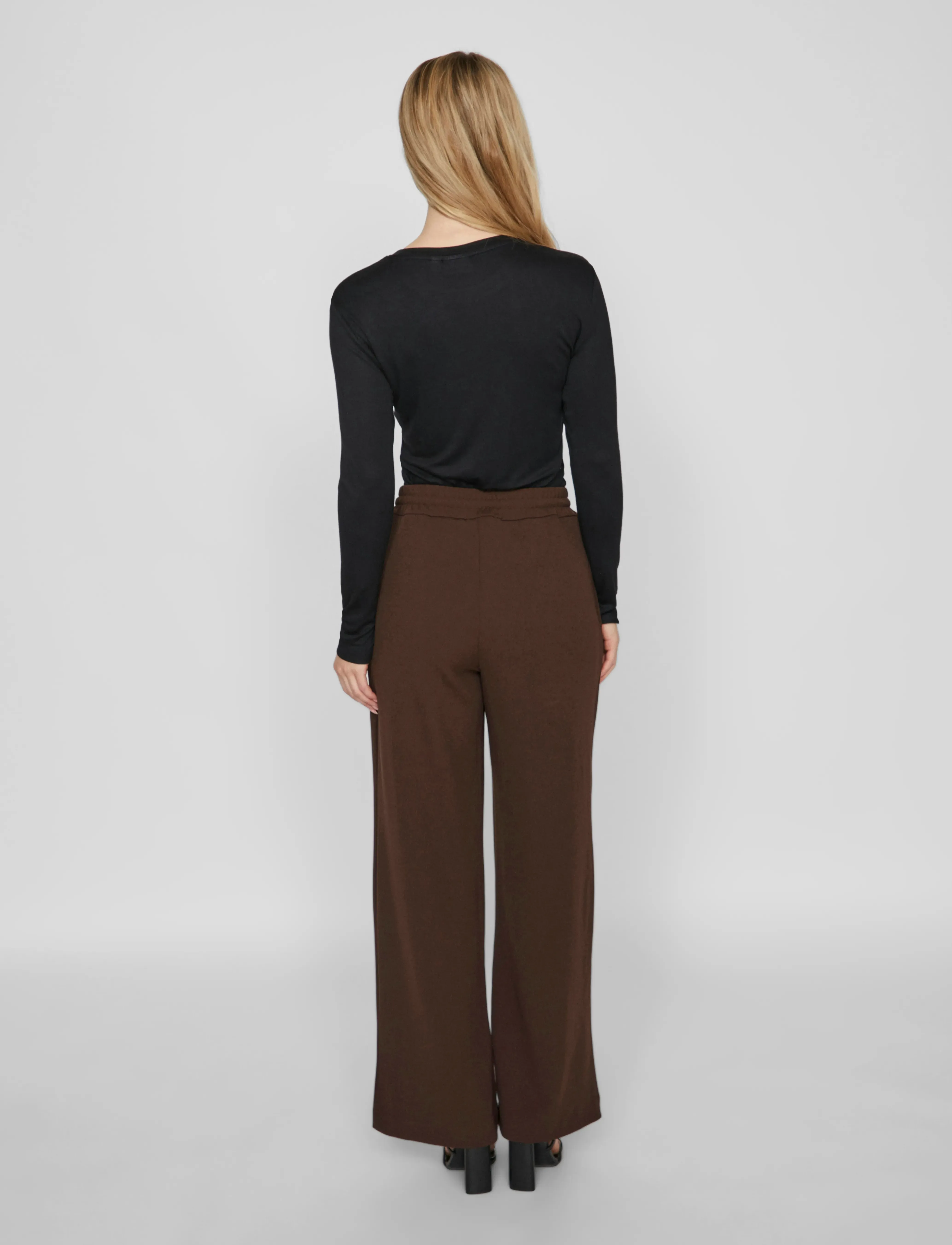 Vila - VICLUA HW WIDE PANTS-NOOS - peoriided outlet-hindadega - coffee bean - 3