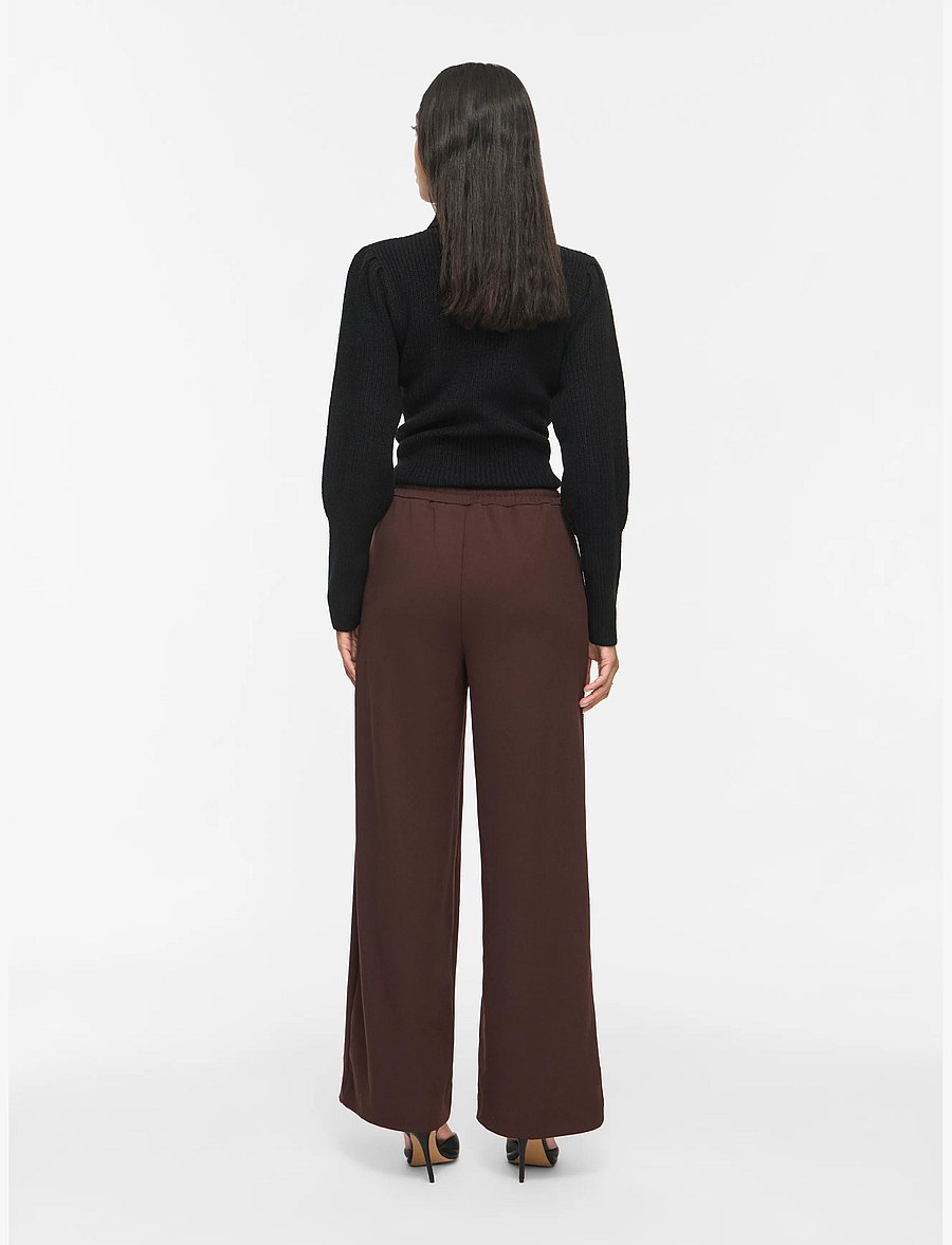 Vila - VICLUA HW WIDE PANTS-NOOS - bukser med brede ben - coffee bean - 3