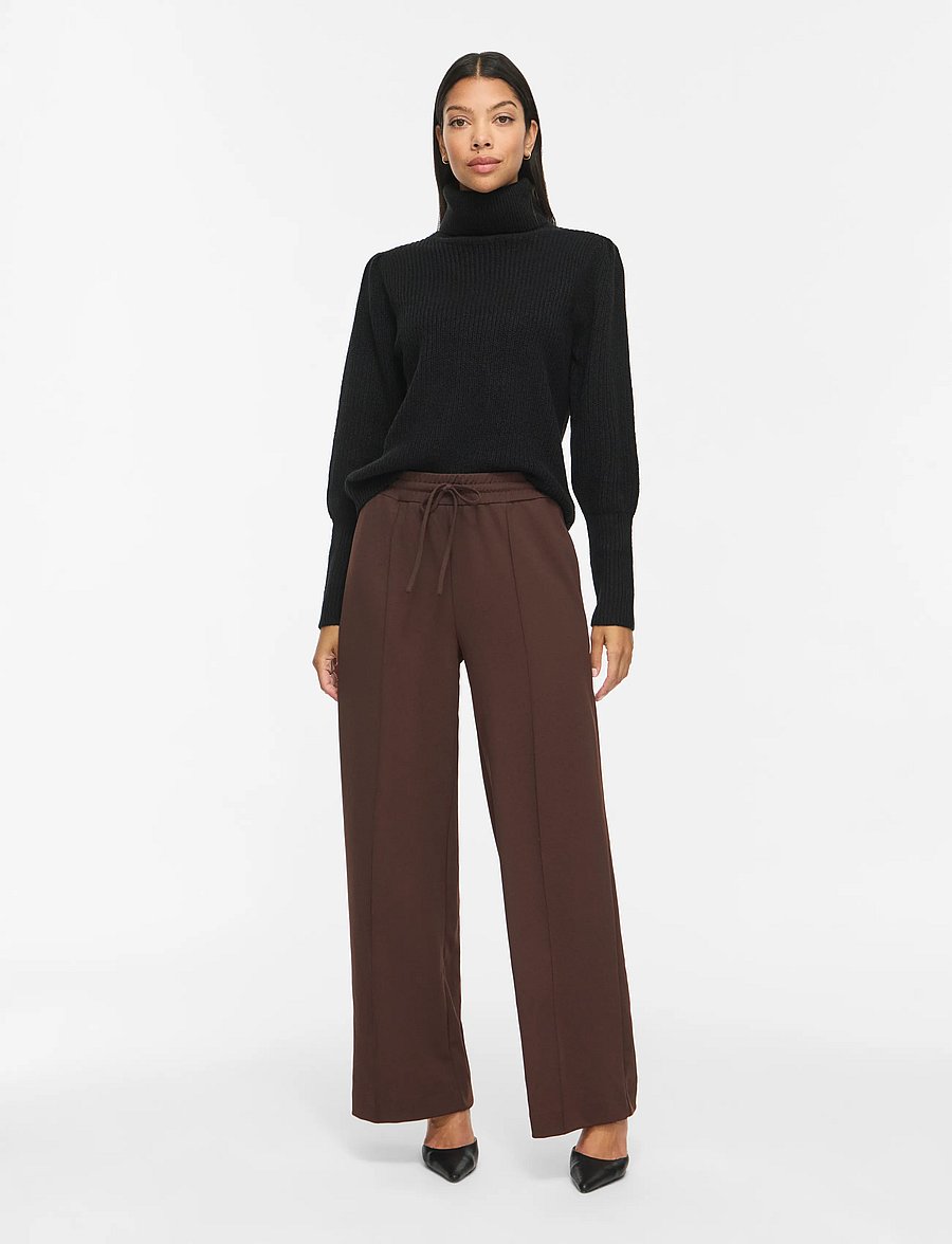 Vila - VICLUA HW WIDE PANTS-NOOS - bukser med brede ben - coffee bean - 4