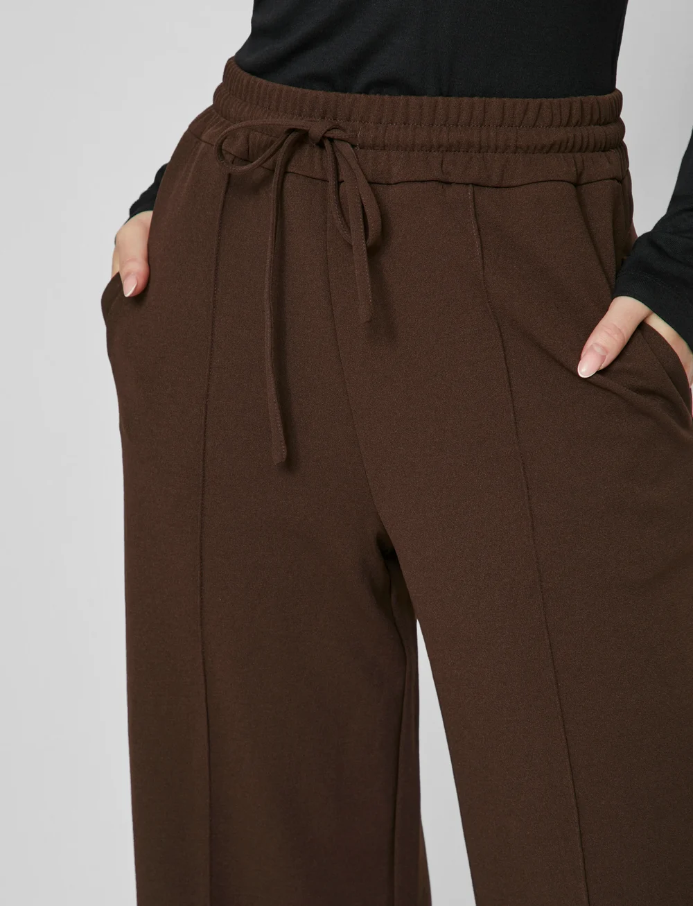 Vila - VICLUA HW WIDE PANTS-NOOS - tiesaus kirpimo kelnės - coffee bean - 5