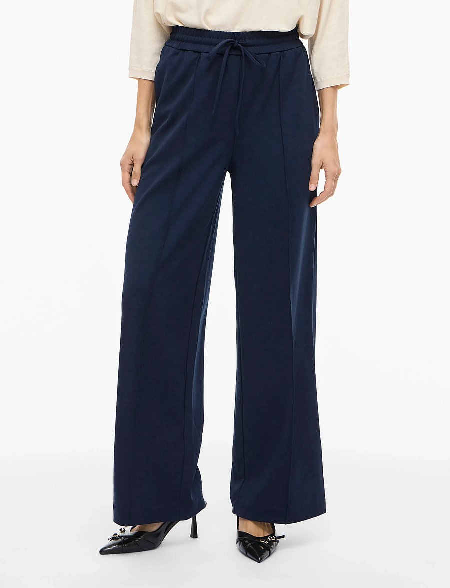 Vila - VICLUA HW WIDE PANTS-NOOS - bukser med brede ben - navy blazer - 0