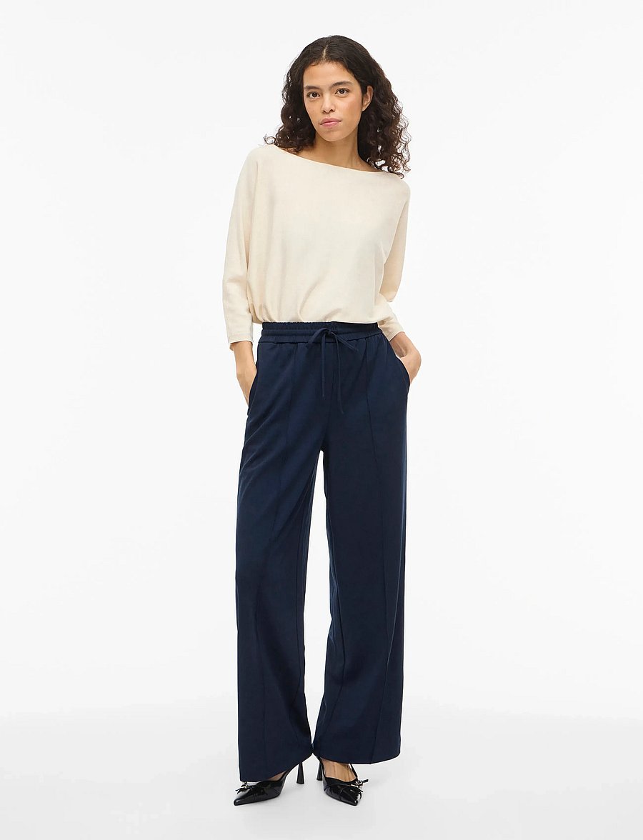 Vila - VICLUA HW WIDE PANTS-NOOS - bukser med brede ben - navy blazer - 4