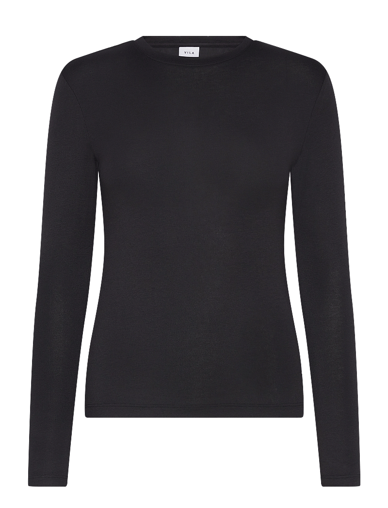 Vila - VIALEXIA O-NECK L/S TOP - NOOS - langærmede toppe - black beauty - 1