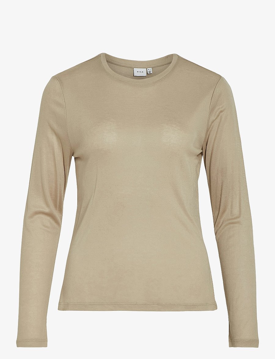 Vila - VIALEXIA O-NECK L/S TOP - NOOS - langærmede toppe - feather gray - 1