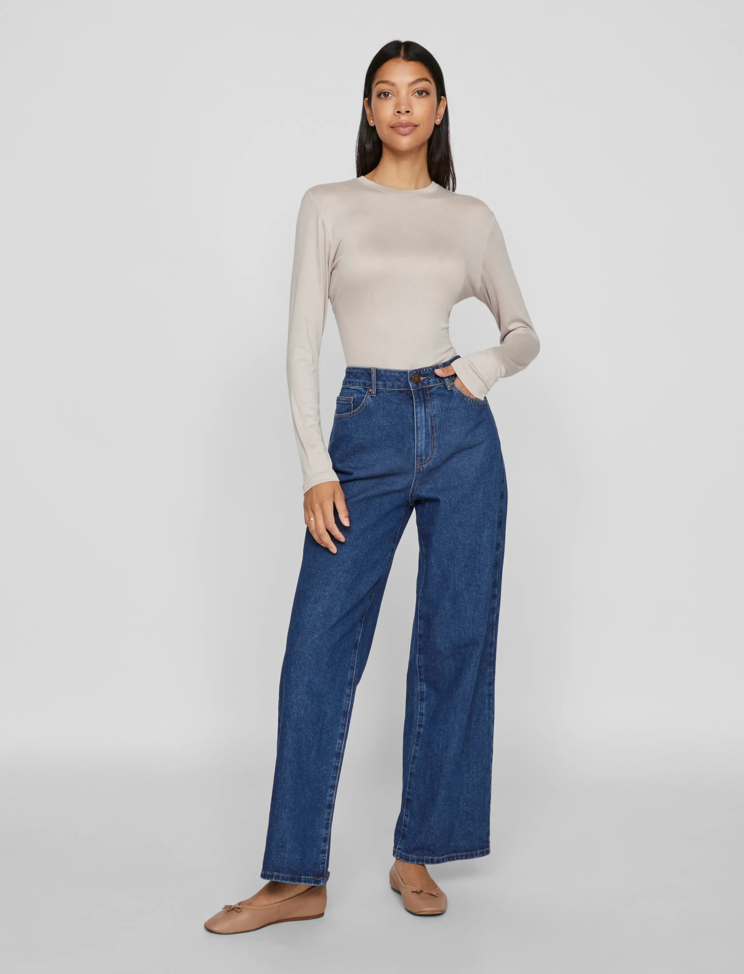 Vila - VIALEXIA O-NECK L/S TOP - NOOS - langærmede toppe - silver gray - 4