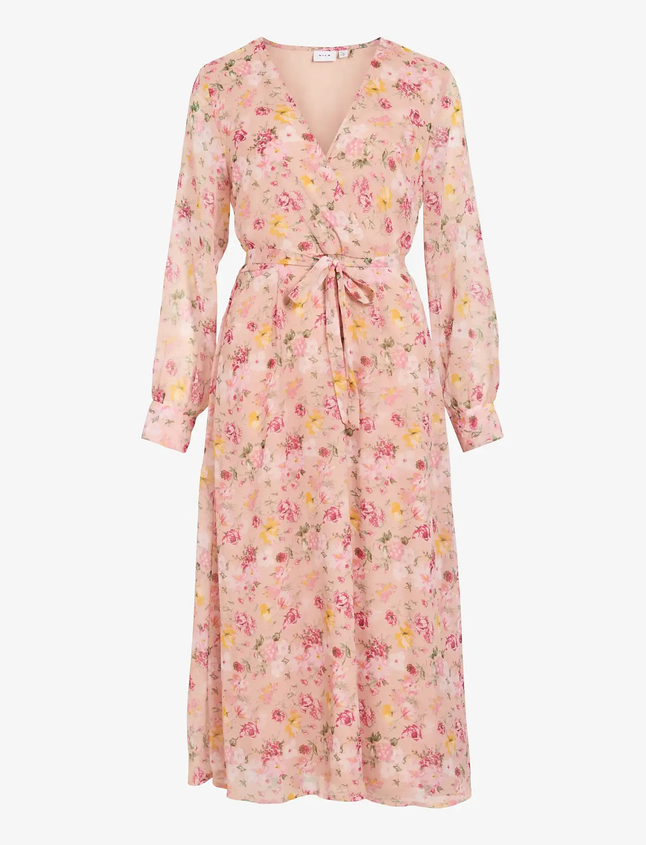 Vila - VIFALIA V-NECK L/S MIDI DRESS - NOOS/DC - sommerkjoler - misty rose - 1