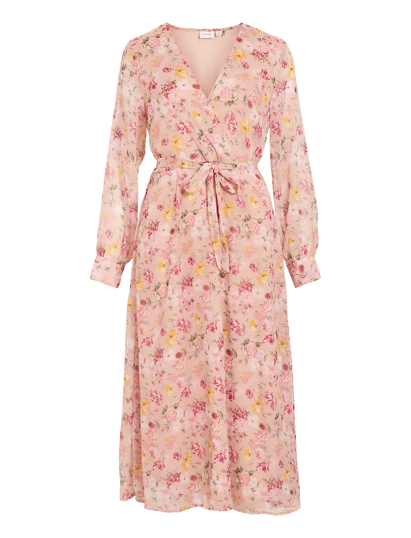 Vila - VIFALIA V-NECK L/S MIDI DRESS - NOOS/DC - sommerkjoler - misty rose - 1