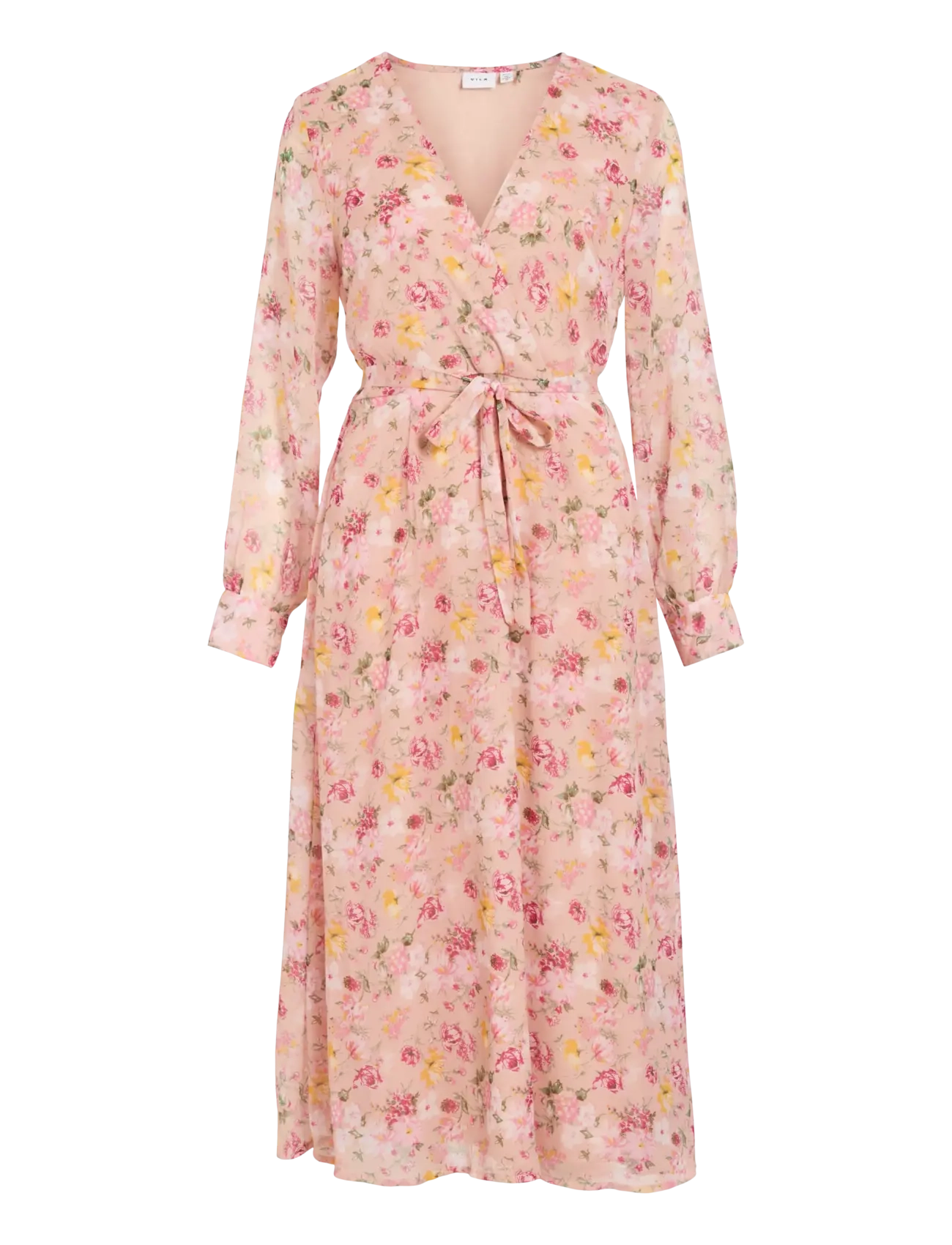 Vila VIFALIA V-NECK L/S MIDI DRESS - NOOS/DC - Kleidung - MISTY ROSE / pink/rose