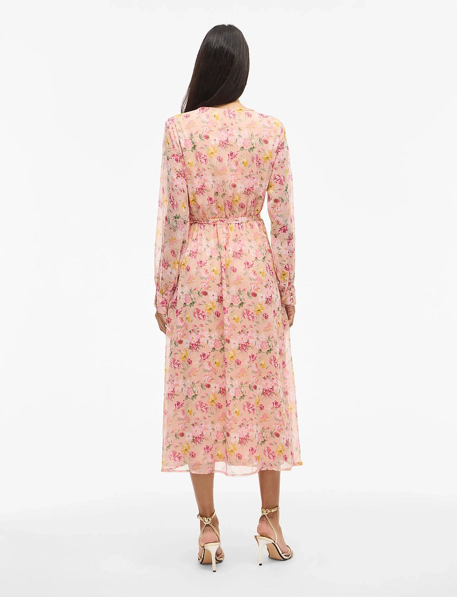 Vila - VIFALIA V-NECK L/S MIDI DRESS - NOOS/DC - sommerkleider - misty rose - 3