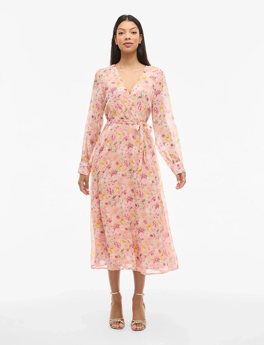 Vila - VIFALIA V-NECK L/S MIDI DRESS - NOOS/DC - sommerkleider - misty rose - 4