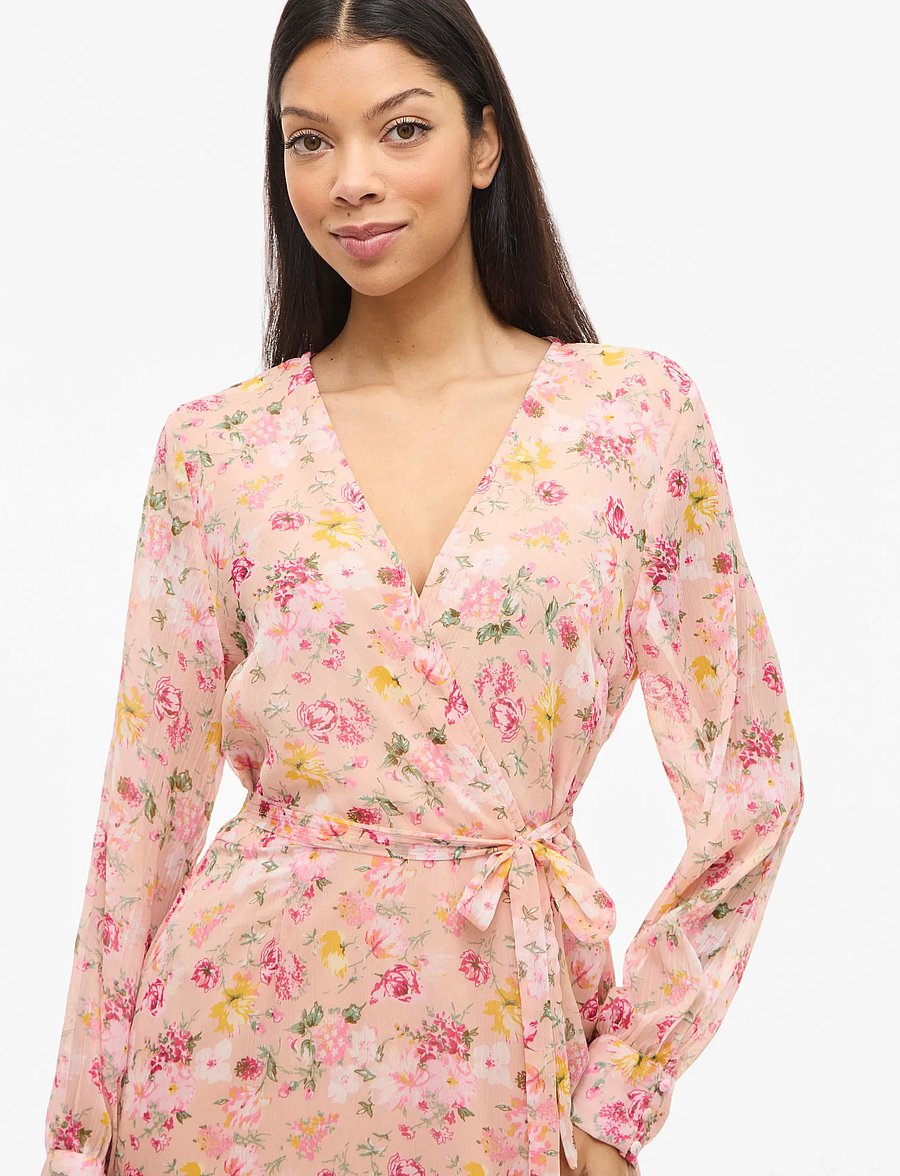 Vila - VIFALIA V-NECK L/S MIDI DRESS - NOOS/DC - sommerkleider - misty rose - 5