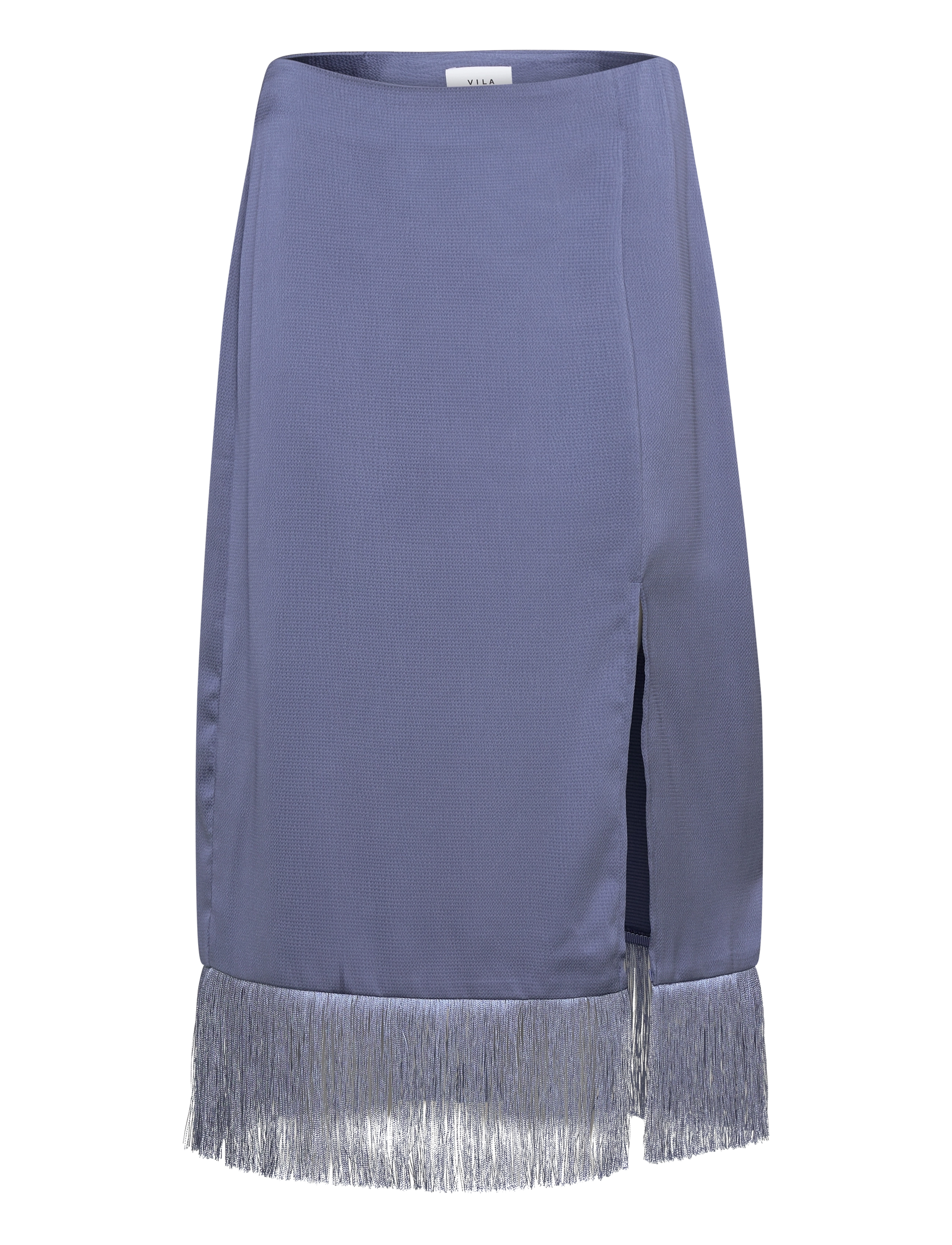 Vila Vilone Hw Midi Fringle Skirt/Dc/Ka, 36, Röcke, Blau - Knee-length & Midi, Frauen