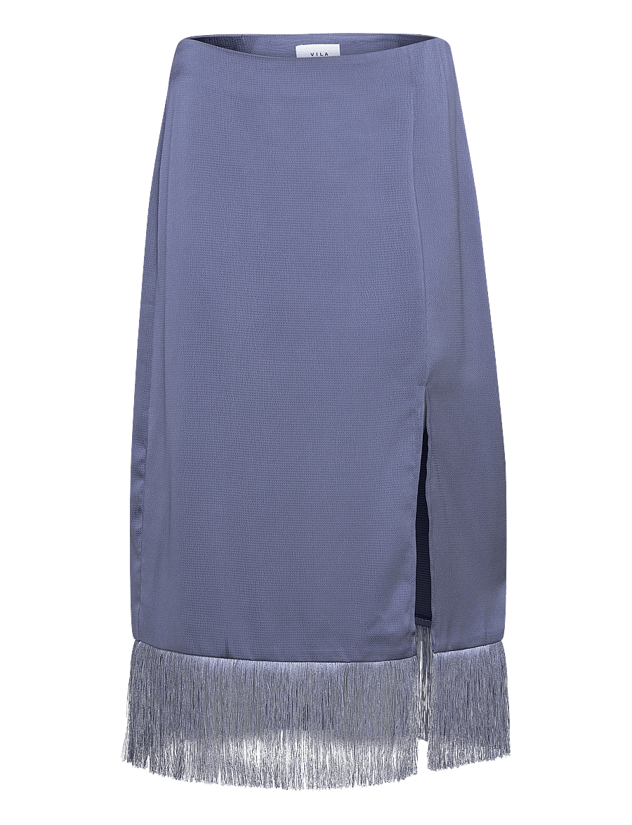 Vila - VILONE HW MIDI FRINGLE SKIRT/DC/KA - satinkjolar - coronet blue - 0