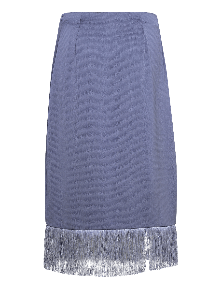 Vila - VILONE HW MIDI FRINGLE SKIRT/DC/KA - satinkjolar - coronet blue - 1