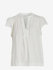 Vila - VINENSA V-NECK S/S TOP - short-sleeved blouses - egret - 0