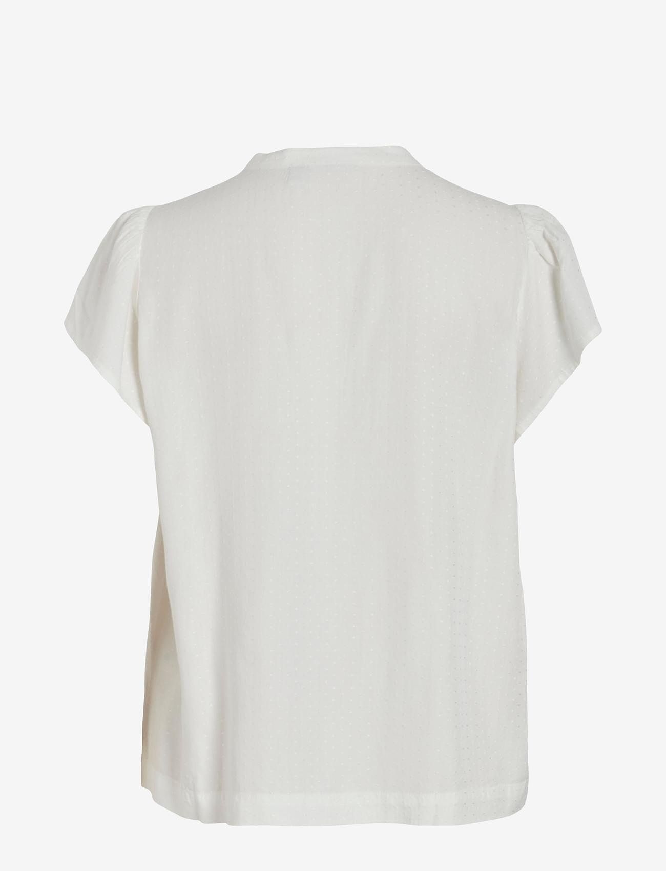 Vila - VINENSA V-NECK S/S TOP - short-sleeved blouses - egret - 1