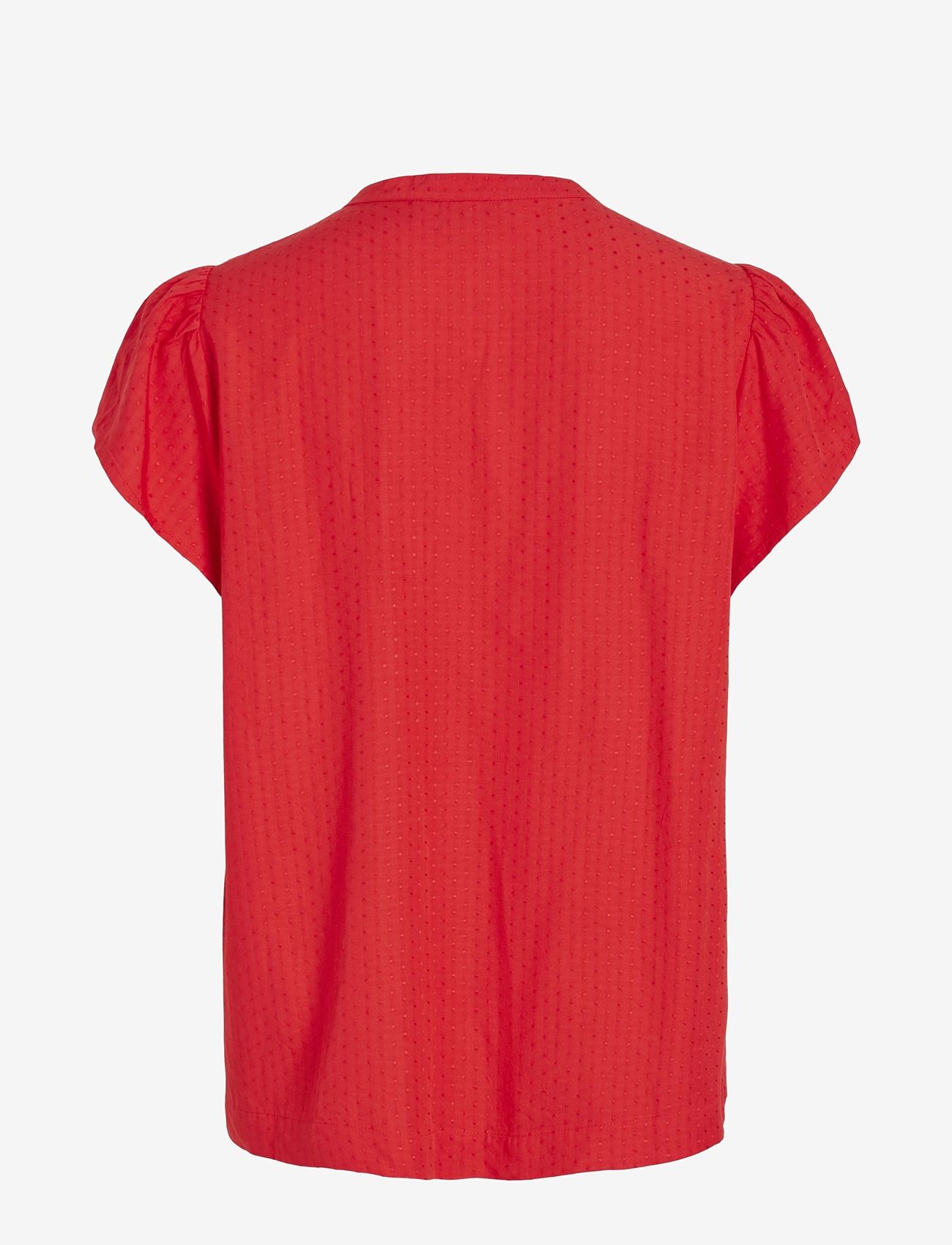 Vila - VINENSA V-NECK S/S TOP - short-sleeved blouses - poppy red - 1