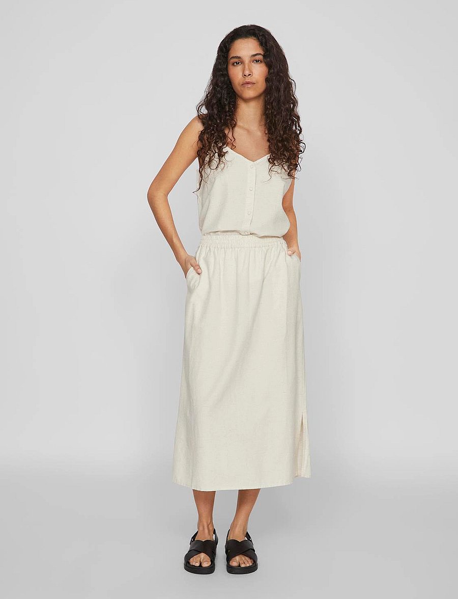 Vila - VIPRISILLA H/W MIDI SKIRT/1 - super light natural melan - 4