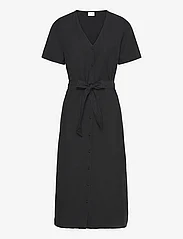 Vila - VIPRISILLA S/S V-NECK MIDI DRESS - sukienki do kolan i midi - black beauty - 0