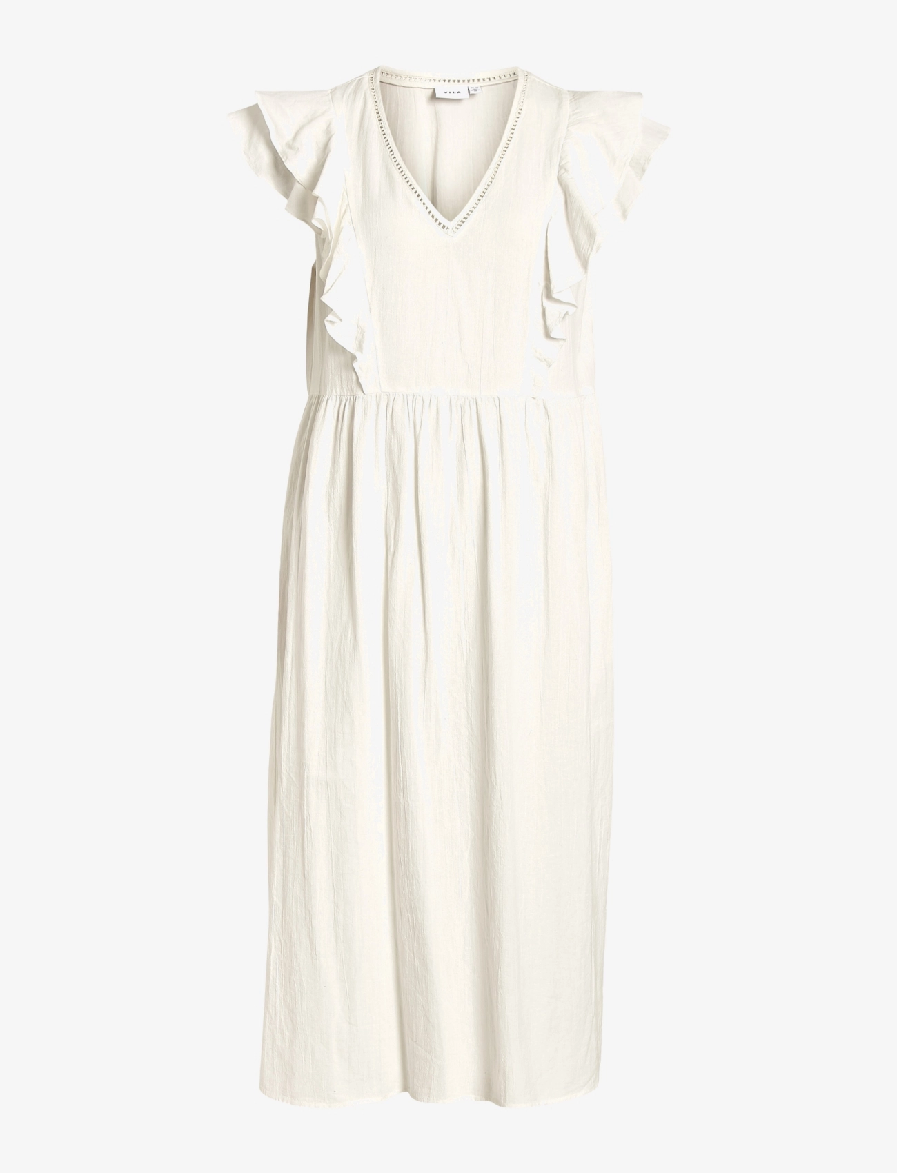 Vila VIMATIA V-NECK C/S MIDI DRESS - Klänningar - EGRET / cream