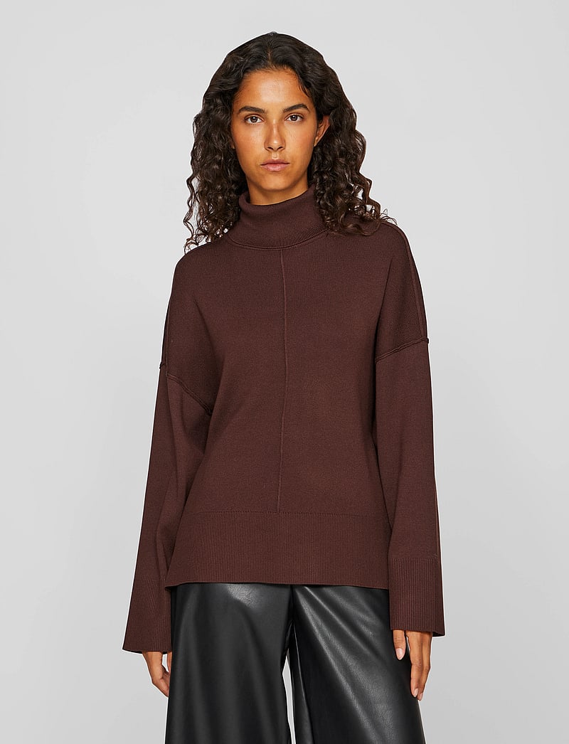 Vila - VIOSTRIA ROLLNECK L/S KNIT TOP-NOOS - džemperi - coffee bean - 0