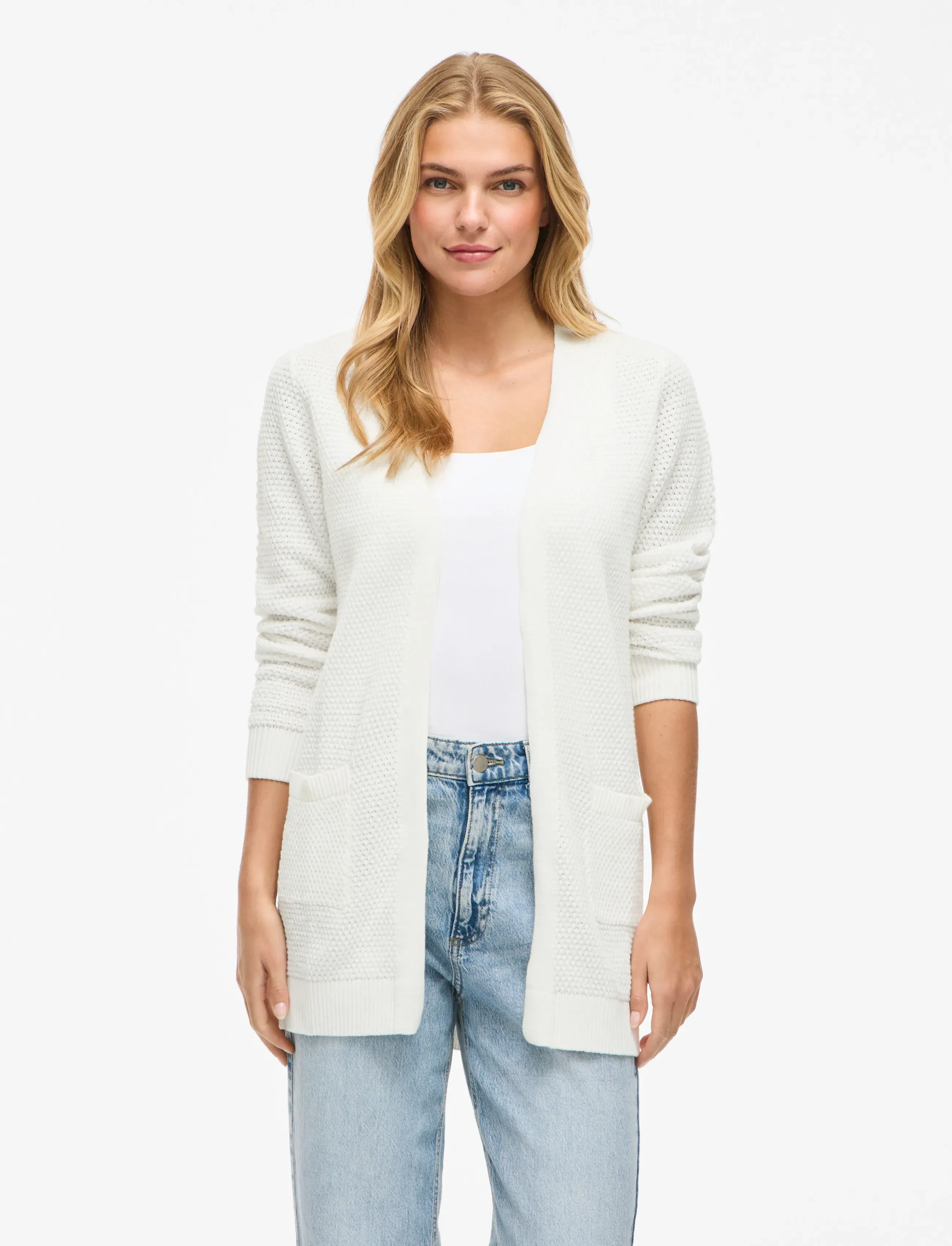 Vila Vidalo L/S Knit Cardigan- Noos, XS, White, Strik > Cardigans, Dame