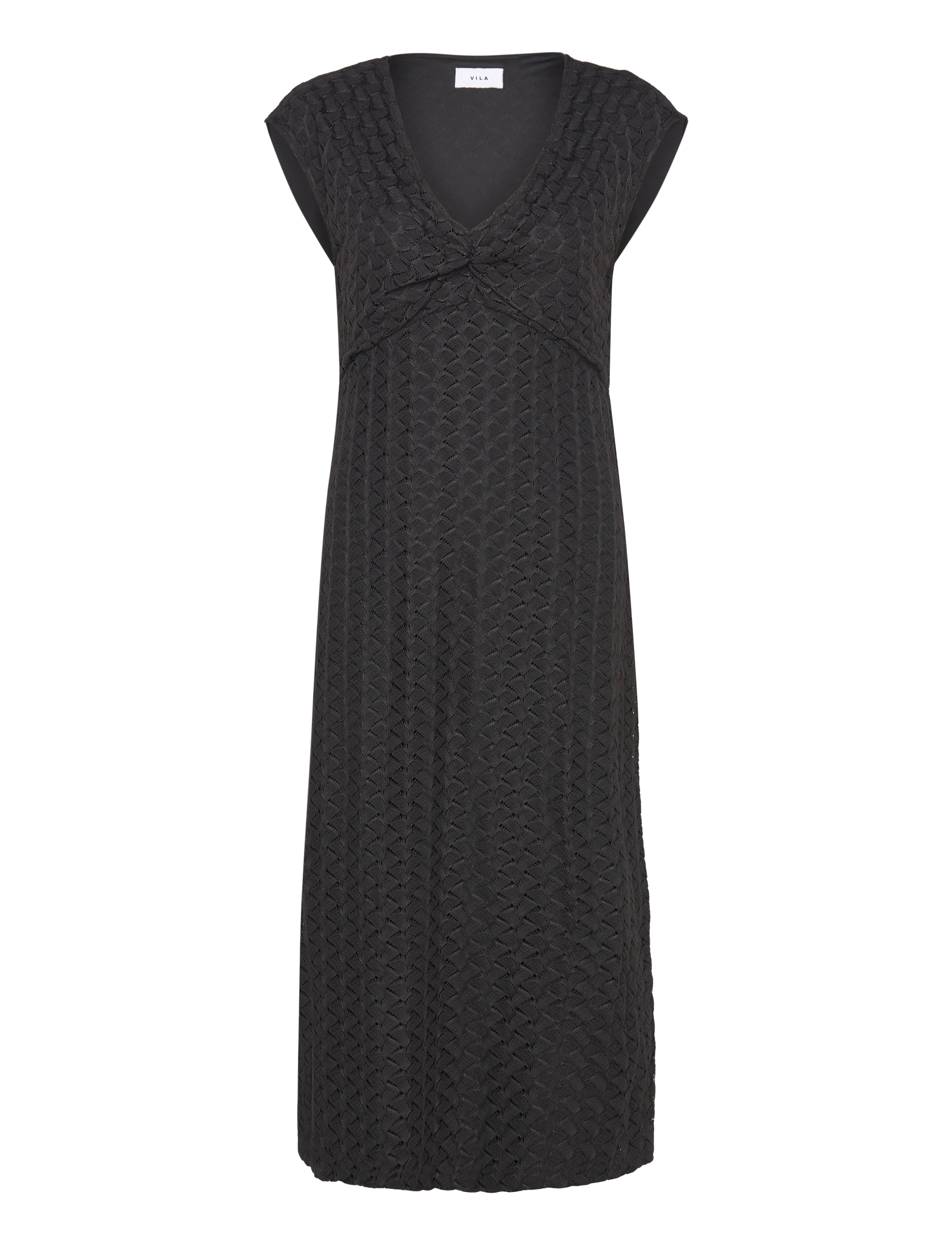 Vila VISOLIRA V-NECK CAP SLEEVE DRESS - Kleider - BLACK BEAUTY / black