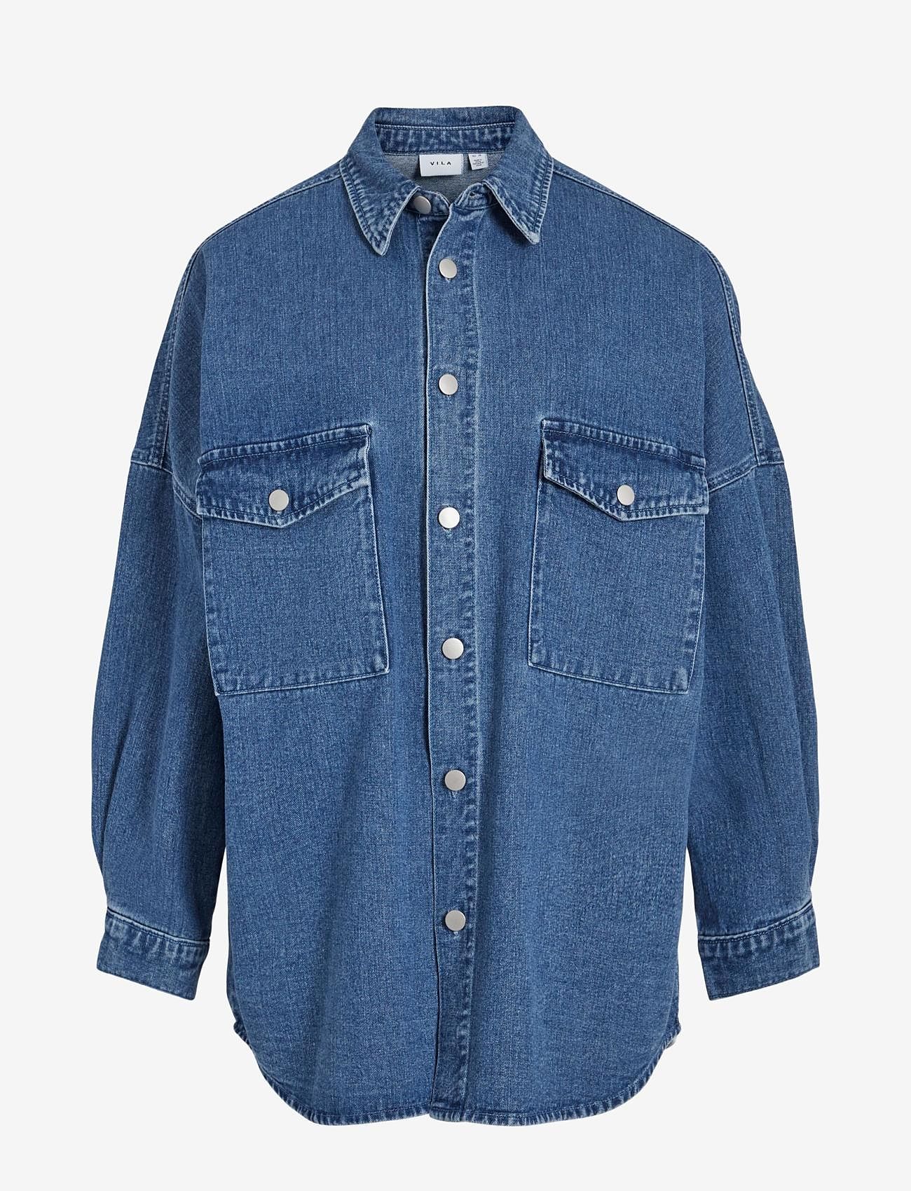 Vila - VIMALOU L/S OVERSIZE DENIM SHIRT - marškiniai ilgomis rankovėmis - medium blue denim - 0
